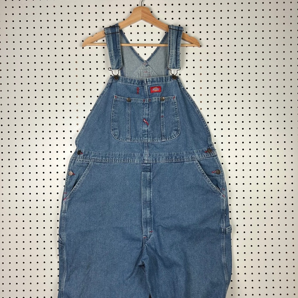 Dickies Mens Blue Denim Bib Overalls 40x30 Workwear Carpenter Pants Work Wear